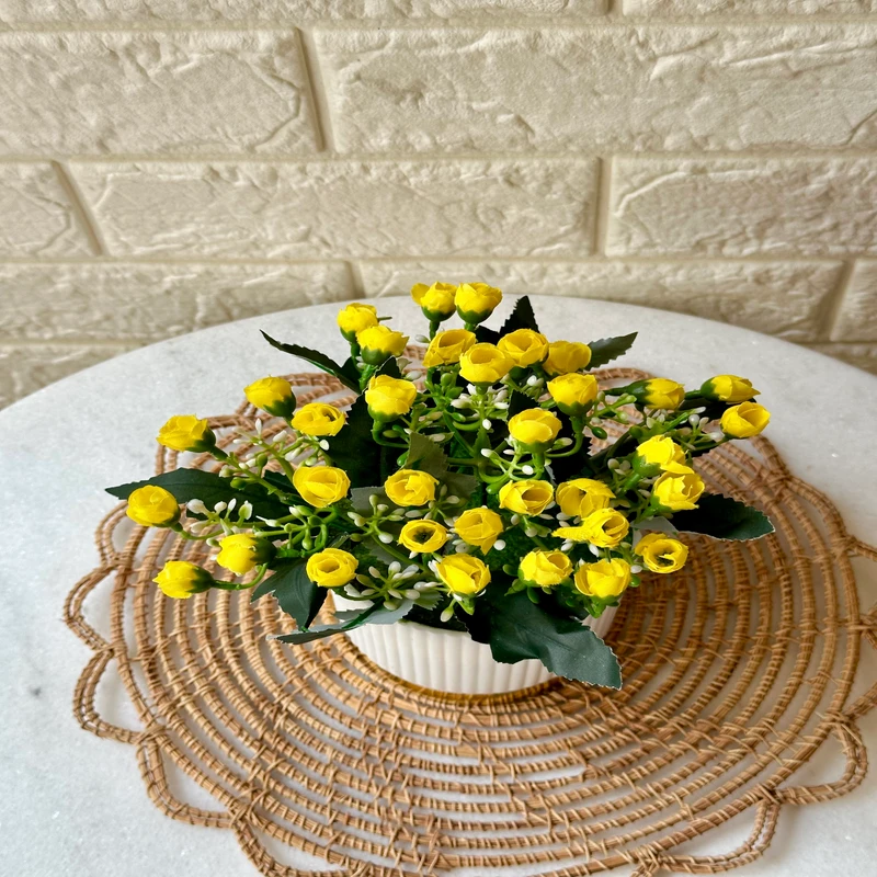 mini rose bunch in white tub